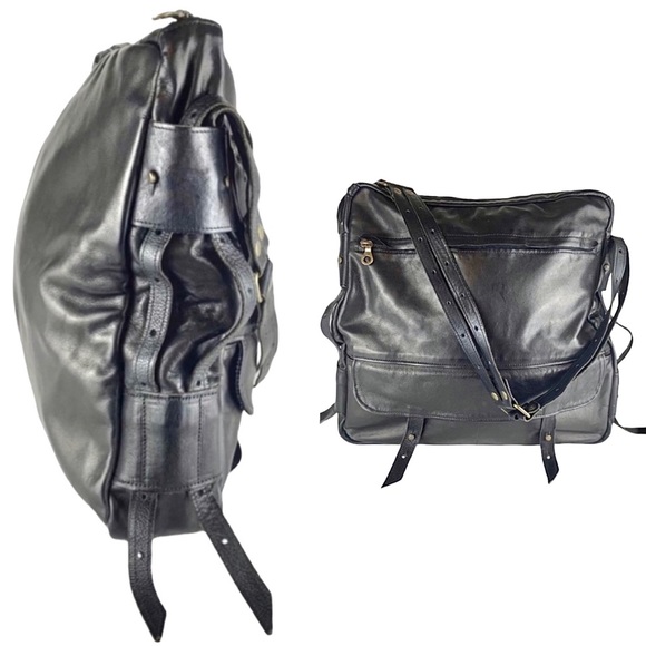 Large Leather Jas M.B. London Black Shoulder Handbag with Dustbag - Picture 2 of 16